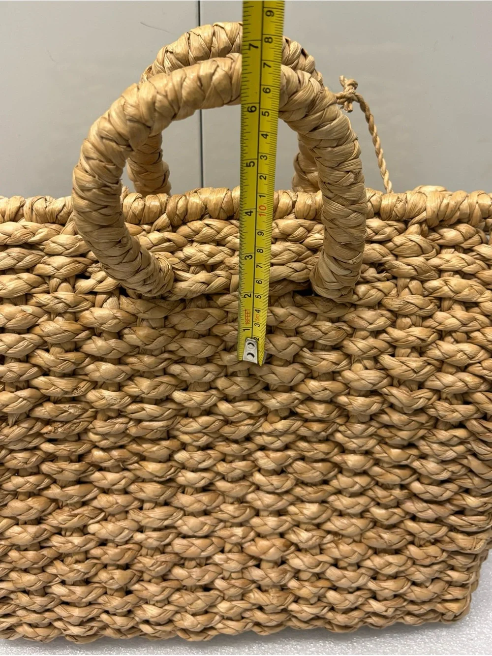 Vintage French Handwoven Straw Satchel Shopping Tote in Natural